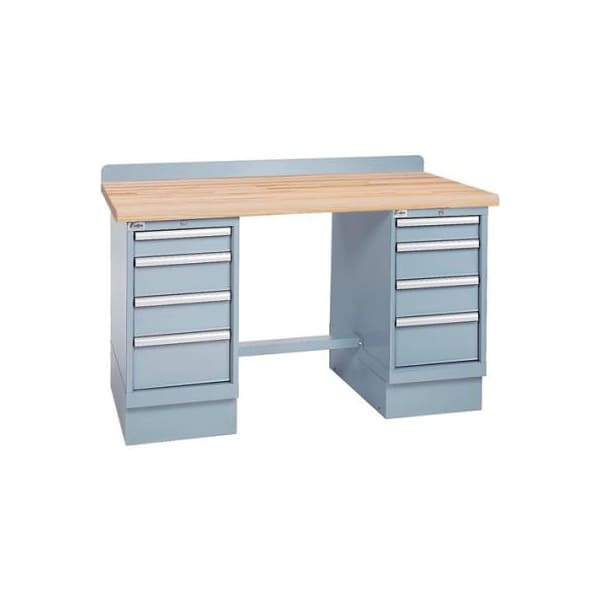 Lista International Technical Workbench w/4 Drawer Cabinets, Butcher Block Top - Gray XSTB60-60BT/LG - main